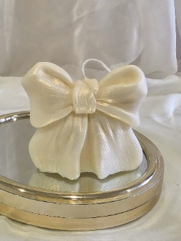 Vela de soja moño aesthetic perlada coquette en Uruguay